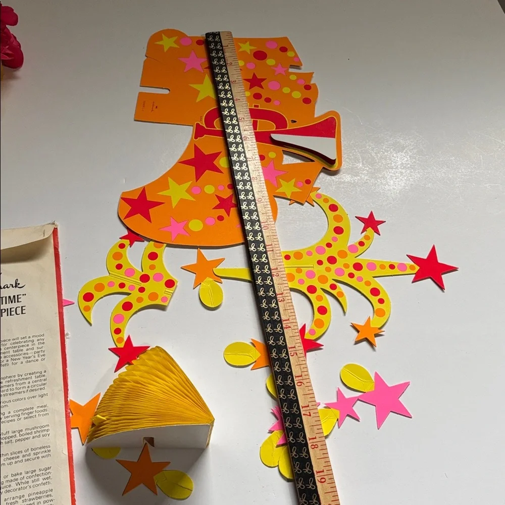 Vintage Hallmark Red and Yellow Celebrate Centerpiece 1970s Hallmark Party Decor